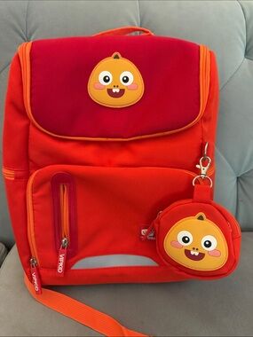 VIPKID Orange Kids Backpack with Dino. Like new!